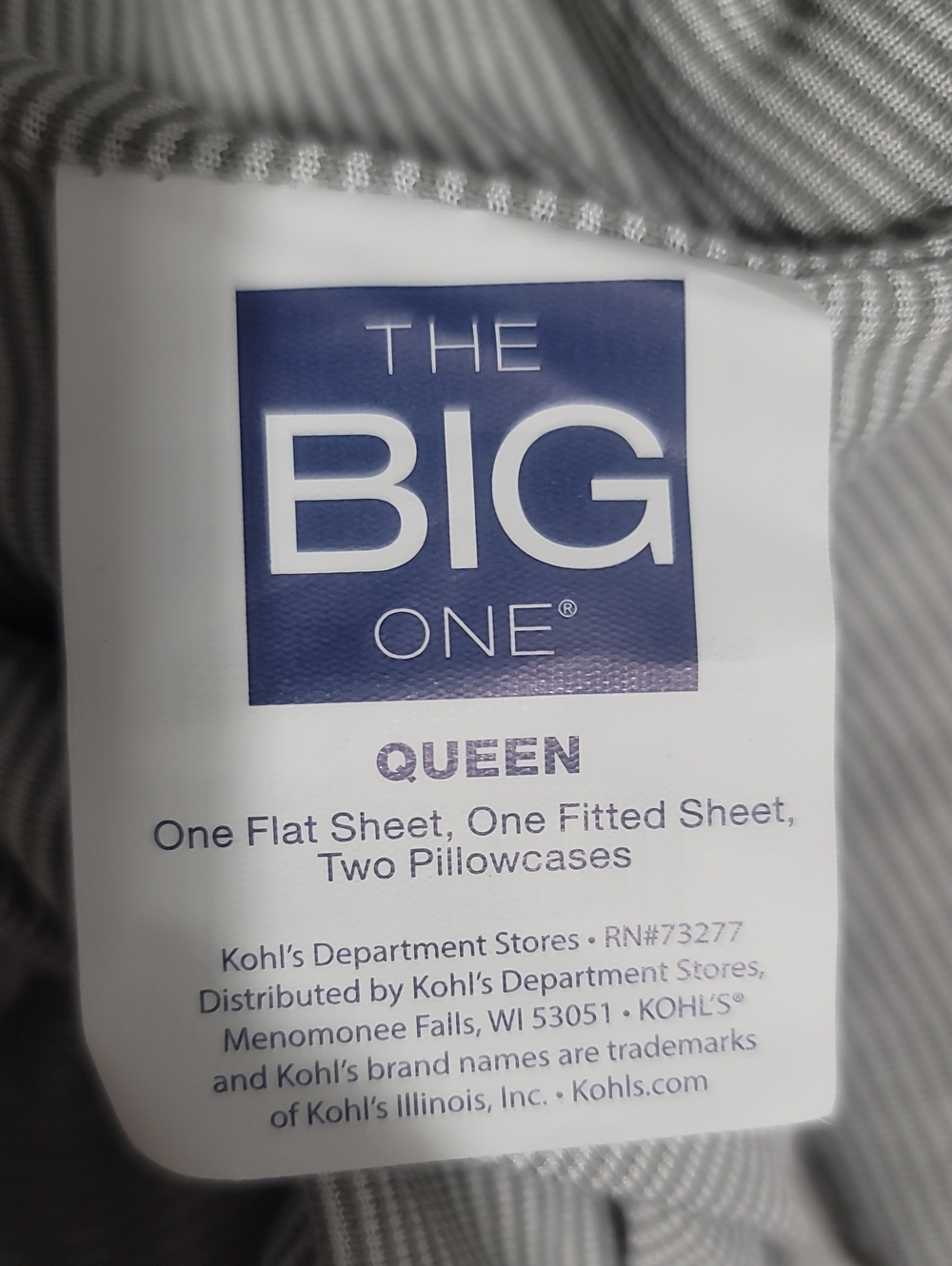 The Big One Gray Queen Sheet Set with Subtle Stripe